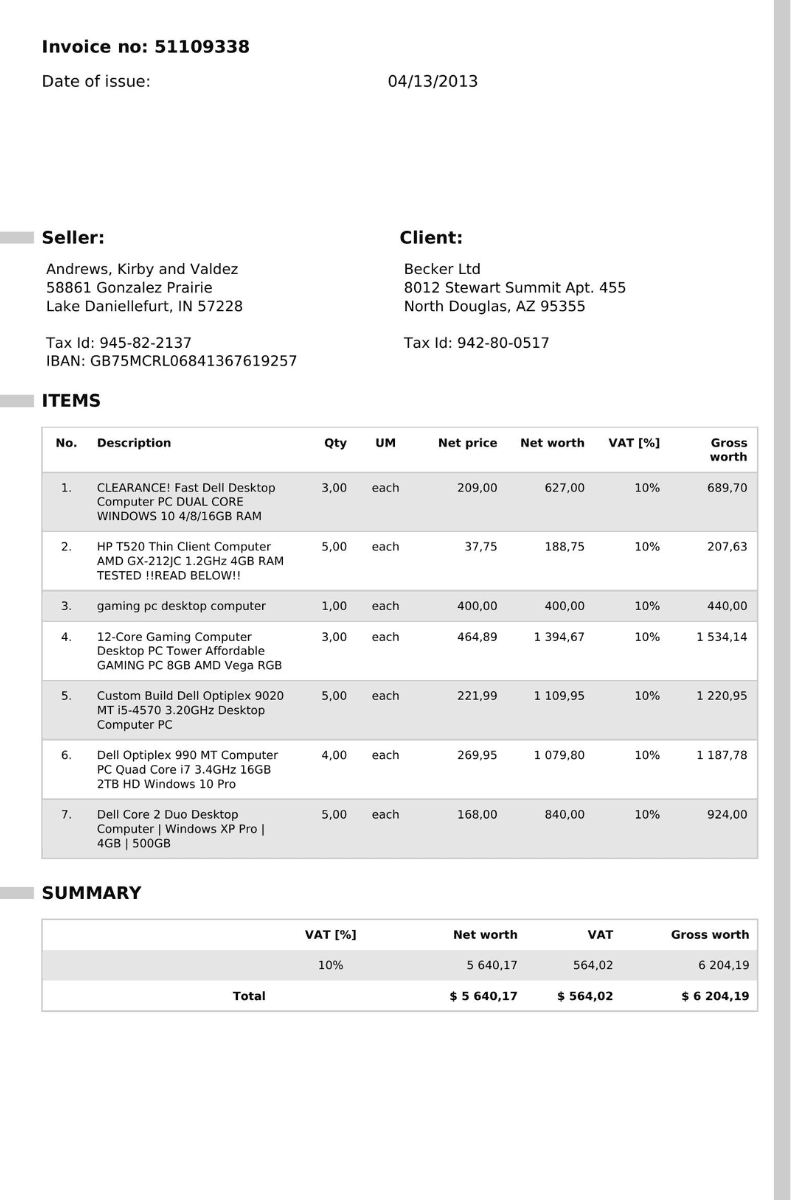 Financial document OCR for JSON - extract receipts, invoices, statements into structured data for APIs and machine learning